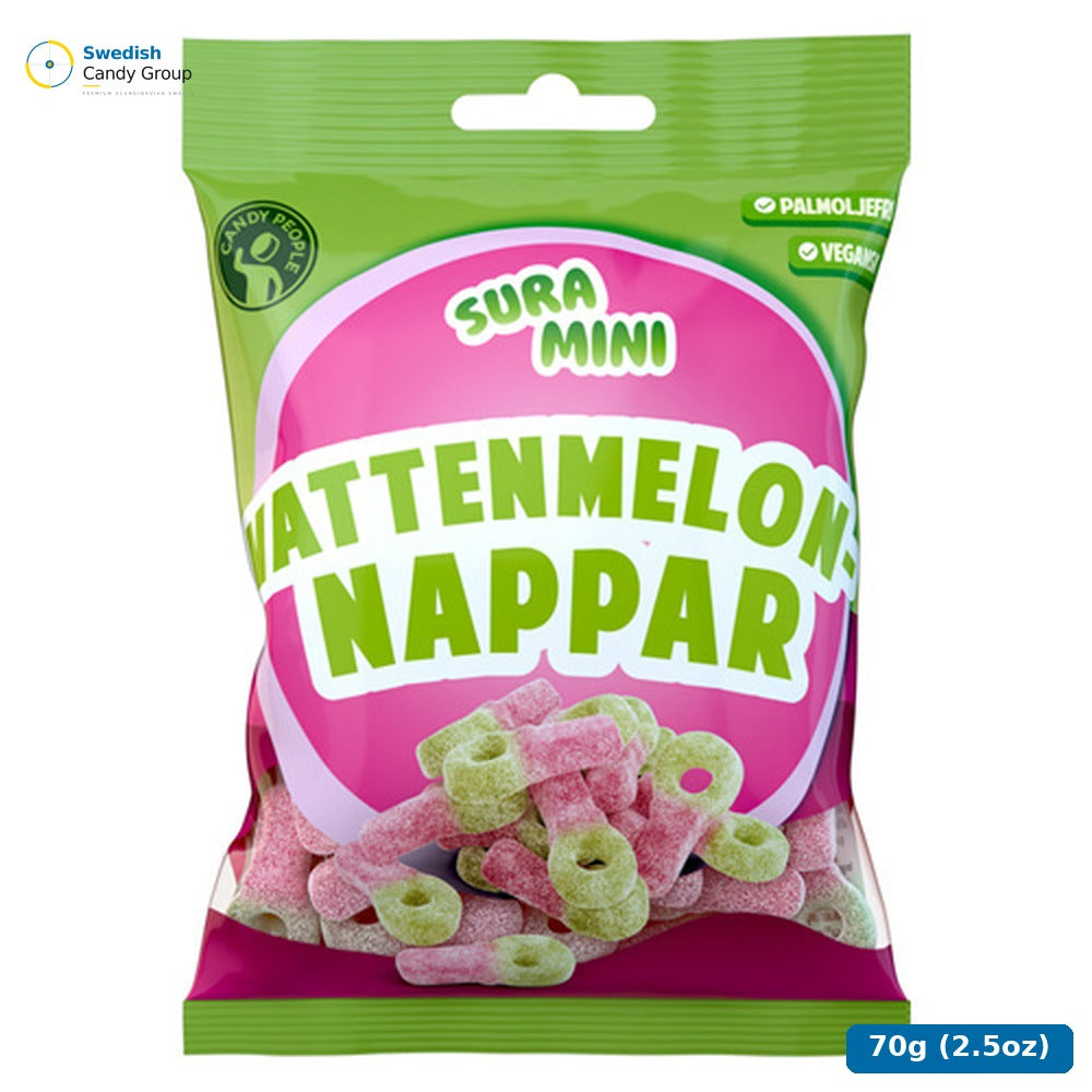 Candy People Sura Mini Vattenmelonsnappar 70G — 18 bags