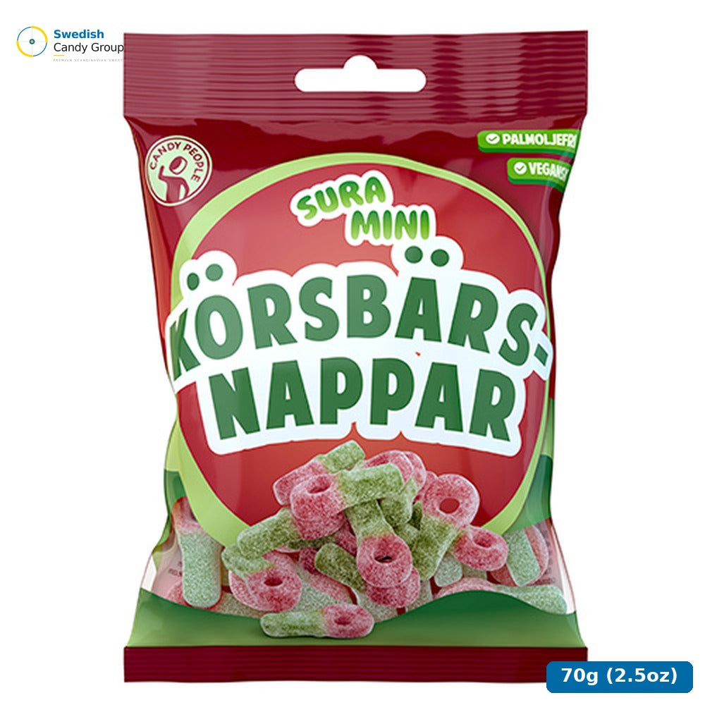 Candy People Sura Mini Körsbärsnappar 70G — 18 bags