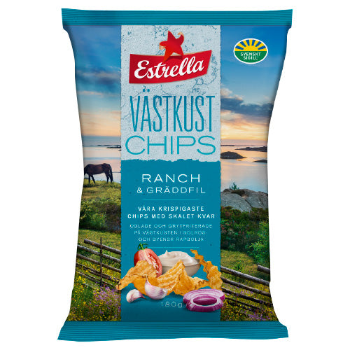 Estrella West Coast Chips Ranch & Sour Cream 180g — 10 x 180g
