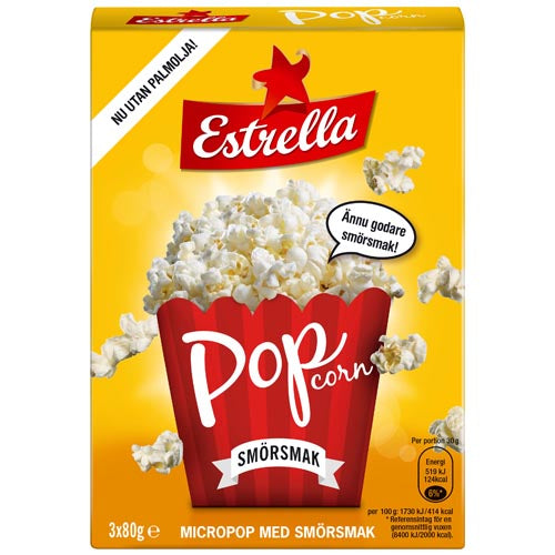 Estrella Microwave Popcorn Butter obs! 3-PACK 240g - 16 pcs