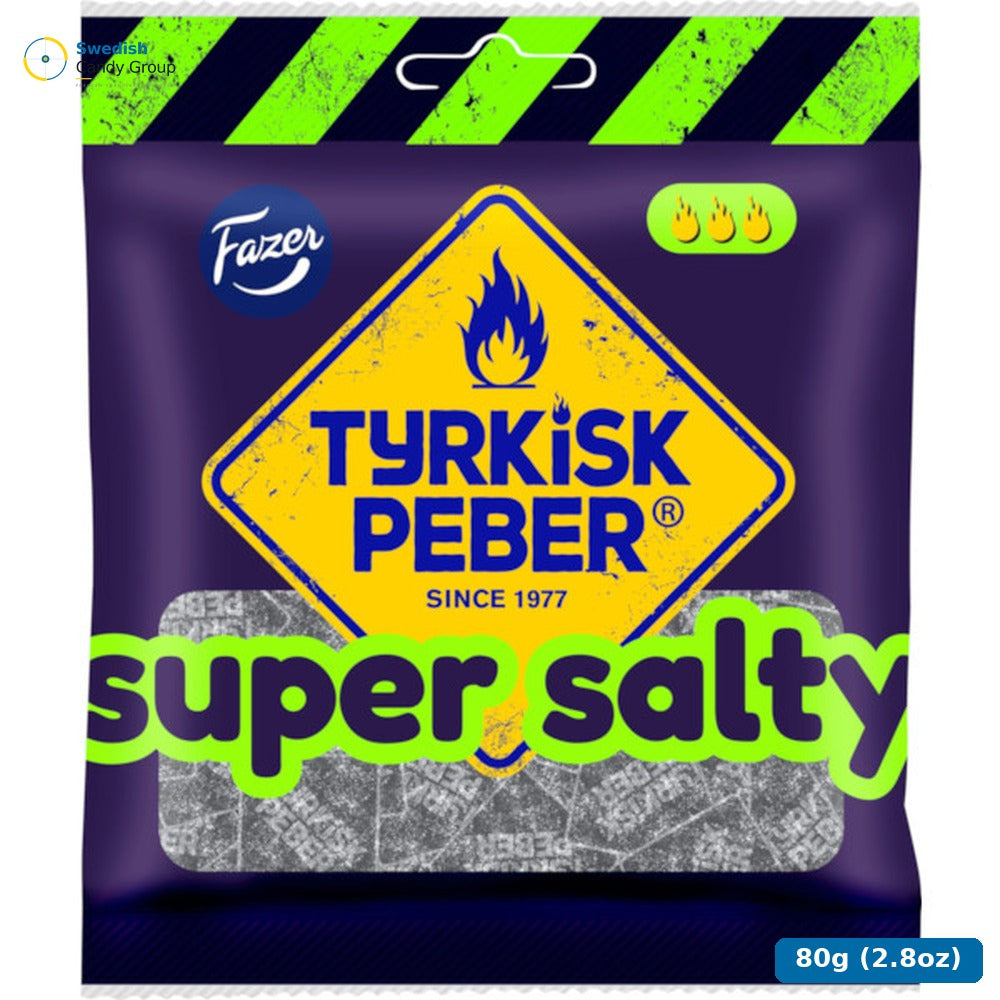 Fazer Tyrkisk Peber Super Salty 80G — 24 bags