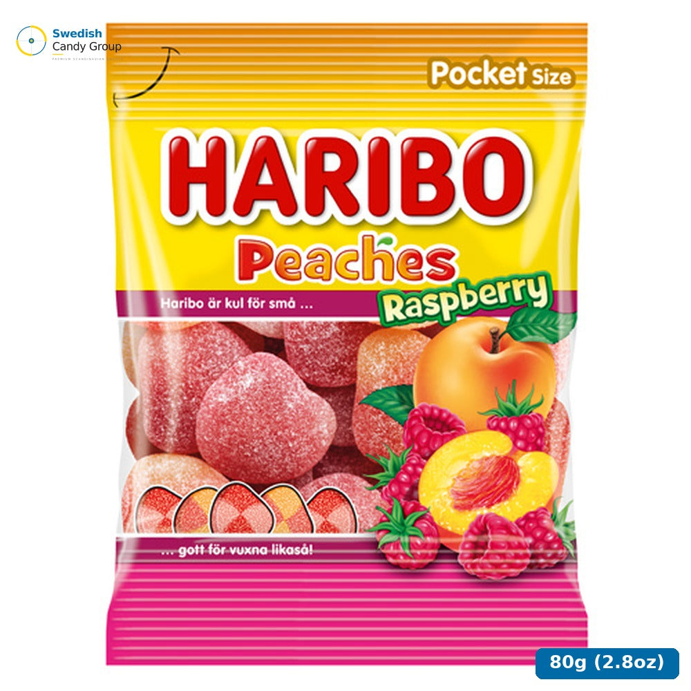 Haribo Peaches Raspberry 24X80G — 24 bags