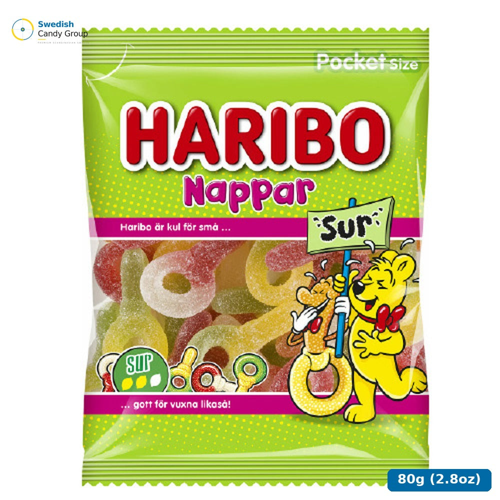 Haribo Sura Nappar 80 G Påse — 22 bags