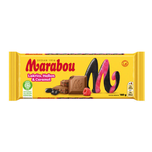 Marabou Licorice, Raspberry & Caramel 160g — 16 x 160g
